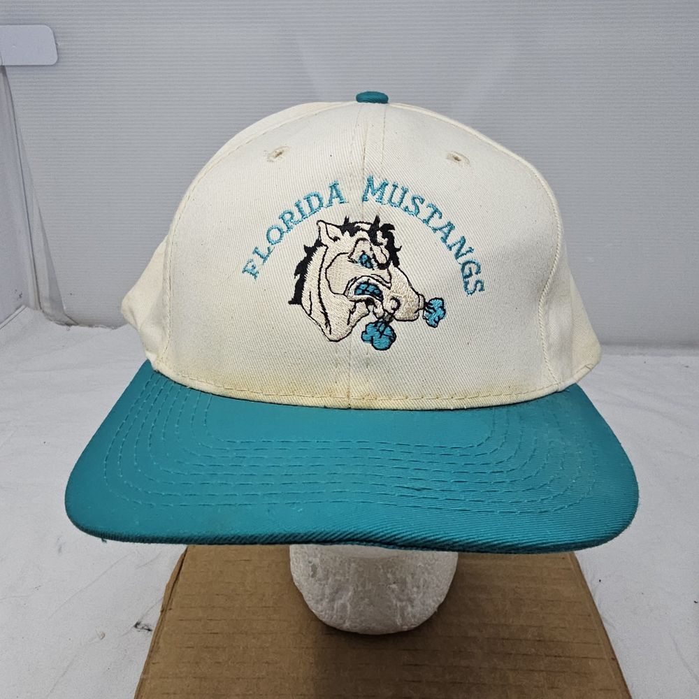 Vintage Florida Mustangs Hat Cap Strapback‎ Logo Otto Tag White